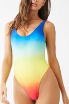 Forever21 Active Rainbow Ombre One-piece Swimsuit