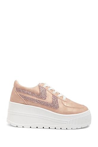 Forever21 Glitter Striped Platform Sneakers