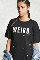 Forever21 Weird Graphic Distressed Tee