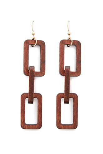 Forever21 Cutout Wood Block Drop Earrings