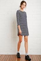 Forever21 Women's  Raglan-sleeved Stripe Dress (navy/ivory)