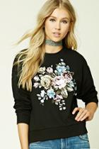 Forever21 Floral Embroidery Sweatshirt