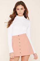 Forever21 Women's  Light Pink Button-front Denim Skirt