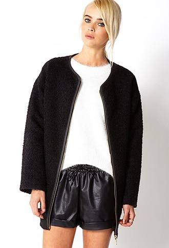 Forever21 Iconic Longline Boucl&eacute; Coat