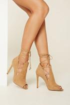 Forever21 Women's  Camel Lace-up Stiletto Sandals