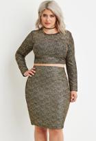 Forever21 Plus Women's  Plus Size Metallic-flecked Crop Top