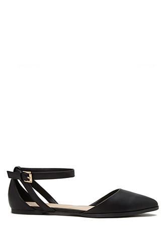Forever21 Women's Faux Leather Ankle-strap Flats