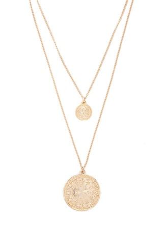 Forever21 Layered Etched Pendant Chain Necklace