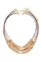 Forever21 Peach & Brown Bead Layered Necklace