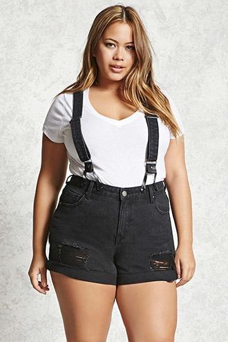 Forever21 Plus Size Suspender Shorts