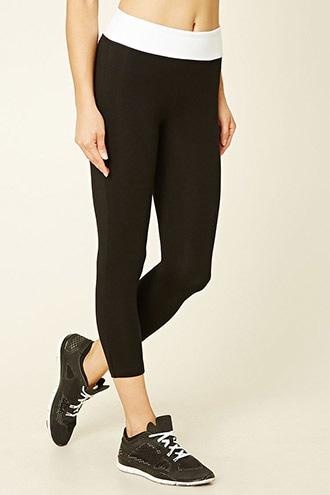 Forever21 Women's  Active Foldover Capri Leggings