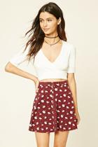 Forever21 Women's  Floral Print Snap-button Mini Skirt