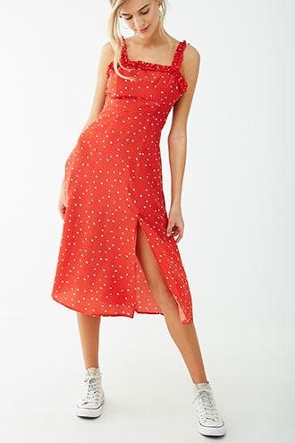 Forever21 Heart Print Midi Dress