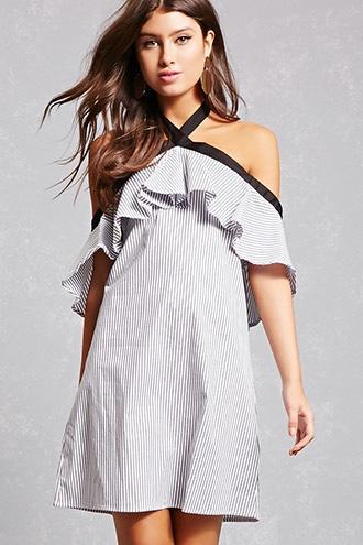 Forever21 Striped Halter Flounce Dress