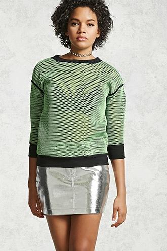 Forever21 Open-knit Sheer Mesh Top