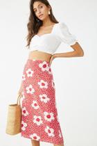 Forever21 Floral Dot Print Midi Skirt