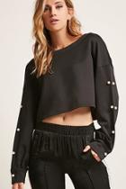 Forever21 Faux Pearl-trim Crop Top