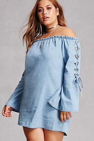Forever21 Plus Size Denim Lace-up Dress