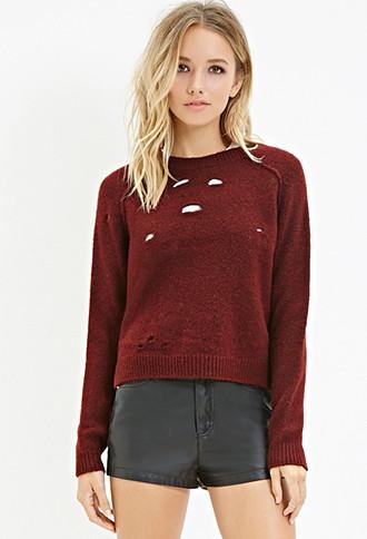Forever21 Marled Knit Distressed Sweater