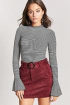 Forever21 Striped Lettuce-edge Top