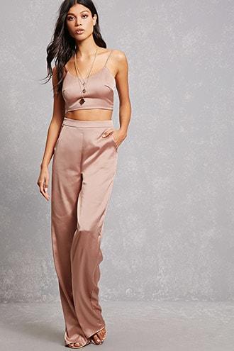 Forever21 Satin Cami Pant Set