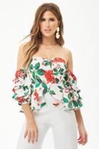 Forever21 Floral Structured Crop Top