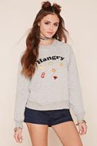Forever21 Women's  Hangry Embroidered Sweatshirt