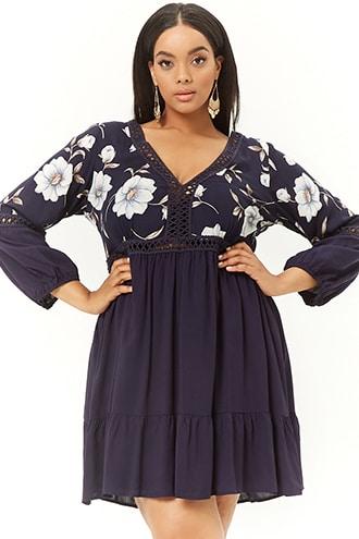 Forever21 Plus Size Floral Crochet-trim Dress