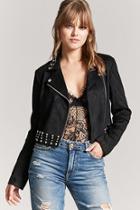 Forever21 Studded Faux Suede Moto Jacket