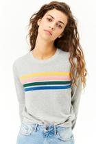 Forever21 Heathered French Terry Striped-trim Sweater
