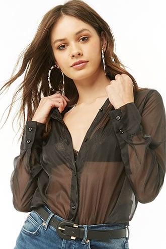 Forever21 Sheer Taffeta Shirt