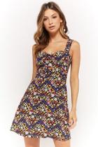 Forever21 Ruched Mixed-daisy Print Dress