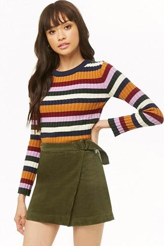 Forever21 Corduroy Mock Wrap Mini Skirt