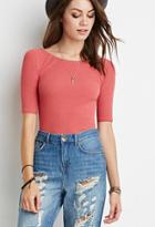 Forever21 Women's  Off-the-shoulder Ribbed Crop Top (coral)