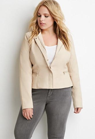 Forever21 Plus Collarless Faux Leather Jacket
