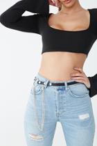 Forever21 Ribbed Bell-sleeve Crop Top