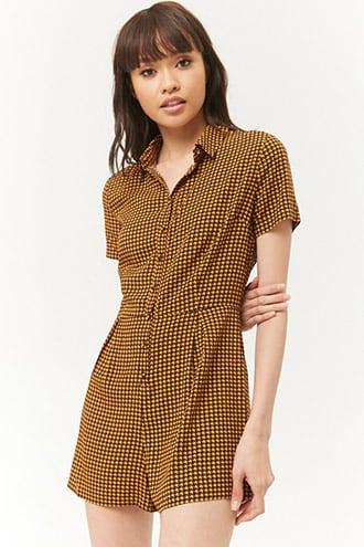 Forever21 Houndstooth Button-front Romper