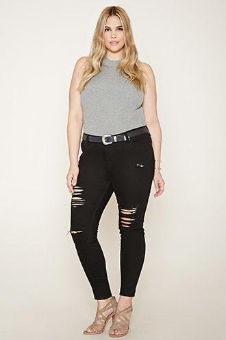 Forever21 Plus Size Distressed Jeans