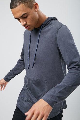 Forever21 Drill Clothing Hooded Mixed Media Tee