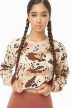 Forever21 Camo Leopard Print Cropped Sweatshirt