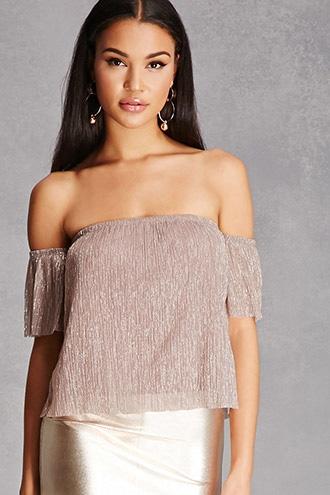 Forever21 Lurex Off-the-shoulder Top