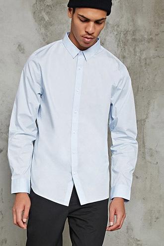 21 Men Men's  Light Blue Slim-fit Dress Shirt