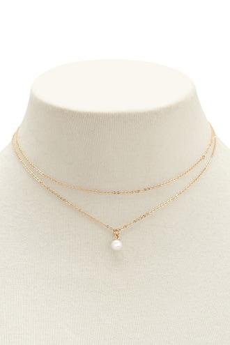 Forever21 Layered Faux Pearl Charm Necklace