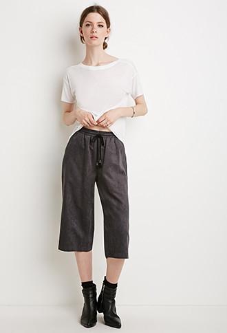 Love21 Faux Suede Drawstring Culottes