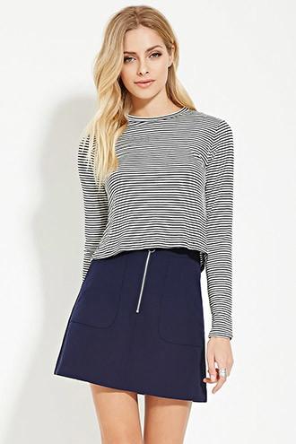 Love21 Women's  Navy Contemporary Mini Skirt