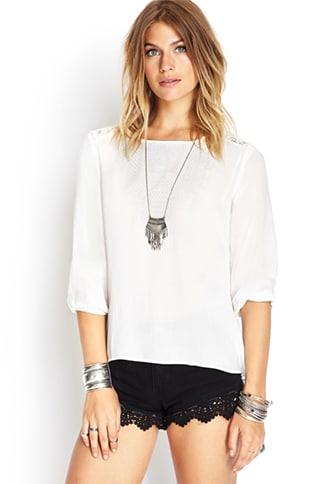 Forever21 Lace-back Embroidered Top