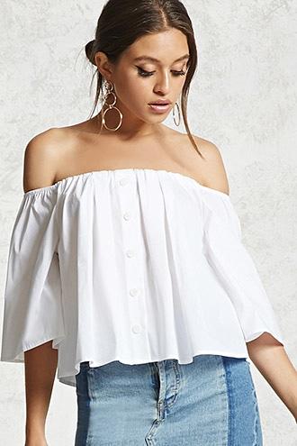 Forever21 Off-the-shoulder Button Top