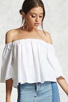 Forever21 Off-the-shoulder Button Top