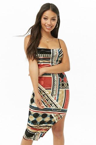 Forever21 Scarf Print Striped Velvet Dress