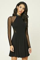 Forever21 Women's  Mesh-paneled Flared Dress